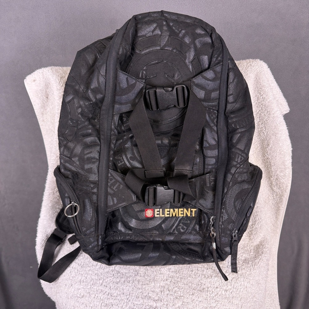 Vintage  Element Skateboards Backpack Black Graphic Board Holder Read!